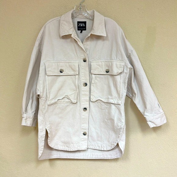 Zara Jackets & Blazers - Zara womans cream denim oversized shacket Jacket. Size S/M
